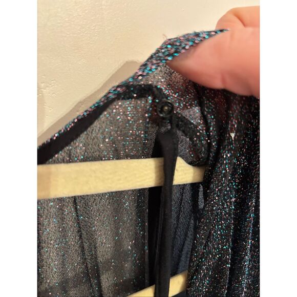 Anthropologie Moulinette Soeurs V-Neck Metallic Midi Dress Size 4 Multi-Blue Pur - Picture 9 of 13